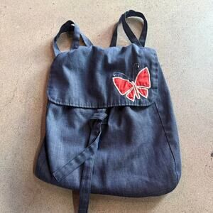 Vintage 70s blue denim backpack